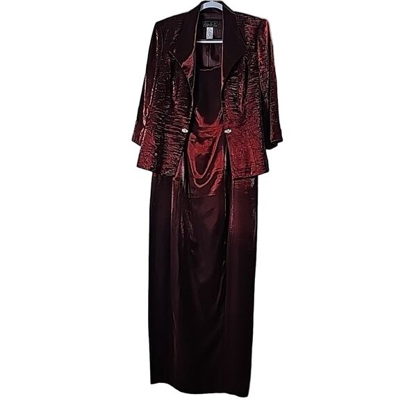 Alex Evening 2 Piece Women Sz 10 Burgundy Mother of Bride Formal Maxi Dress - Picture 4 of 15